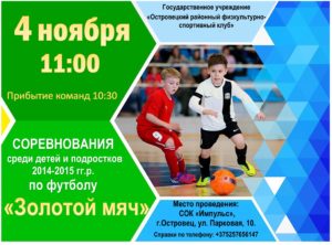 Приглашением к участию в соревнованиях среди детей и подростков 2014-2015 гг.р. по футболу «Золотой мяч»