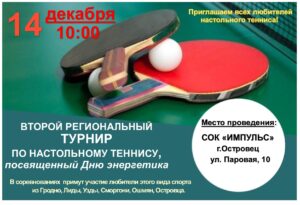 ВТОРОЙ РЕГИОНАЛЬНЫЙ  ТУРНИР  ПО НАСТОЛЬНОМУ ТЕННИСУ,  посвященный Дню энергетика