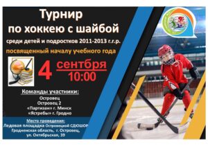 Турнир по хоккею с шайбой среди детей и подростков 2011-2013 г.г.р.  посвященный началу учебного года